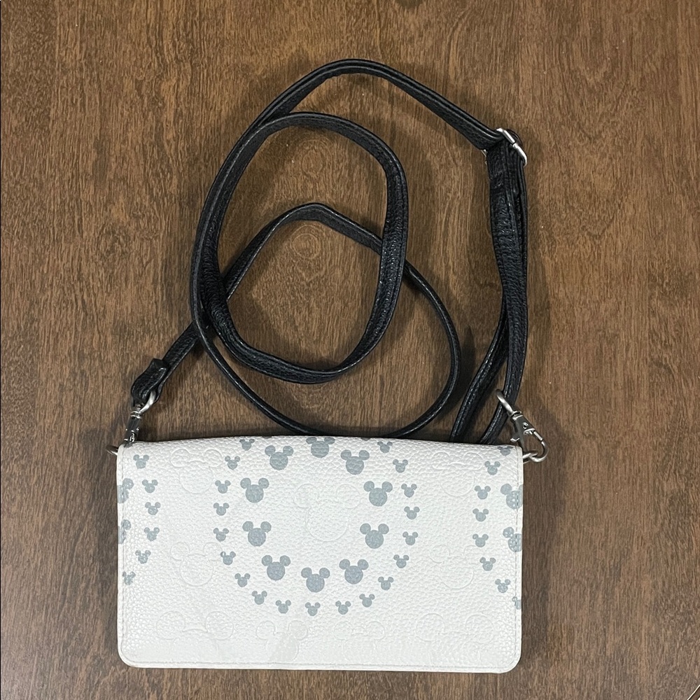 Stylish White and Gray Mickey Mouse Crossbody Bag